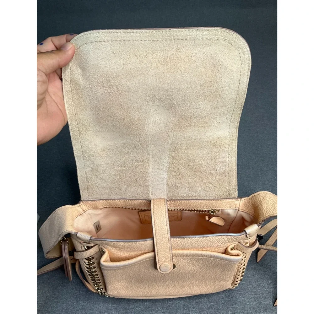 COACH DAKOTAH Apricot Leather Small Whipstitched Flap Saddle Crossbody 34397